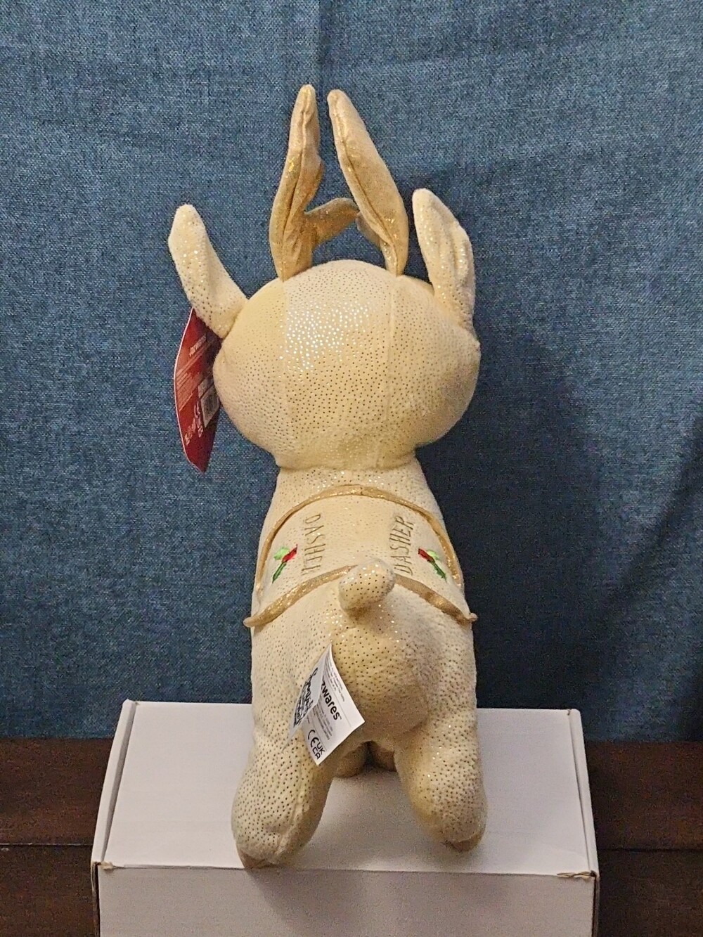 Sugar Loaf Santa’s Classic Reindeer | DASHER White Gold Sparkle Plush | Rare - Picture 11 of 16